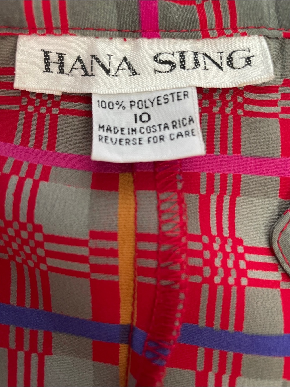 Vintage Hana Sung 1980s Plaid Shirt Dress Midi Belted Shoulder Pads Pink Blue 10 - Picture 8 of 13